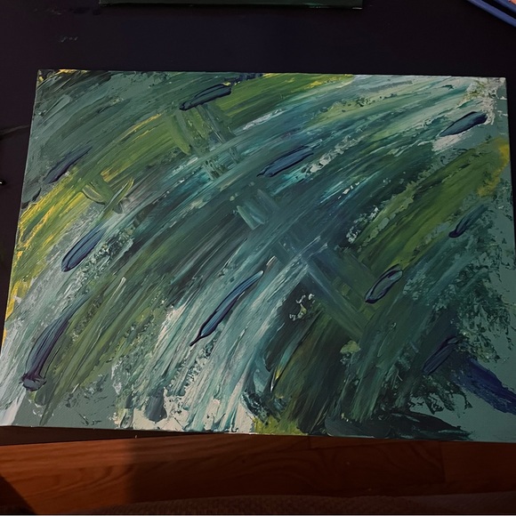 Abstract Green and Blue Canvas Art - Picture 1 of 1